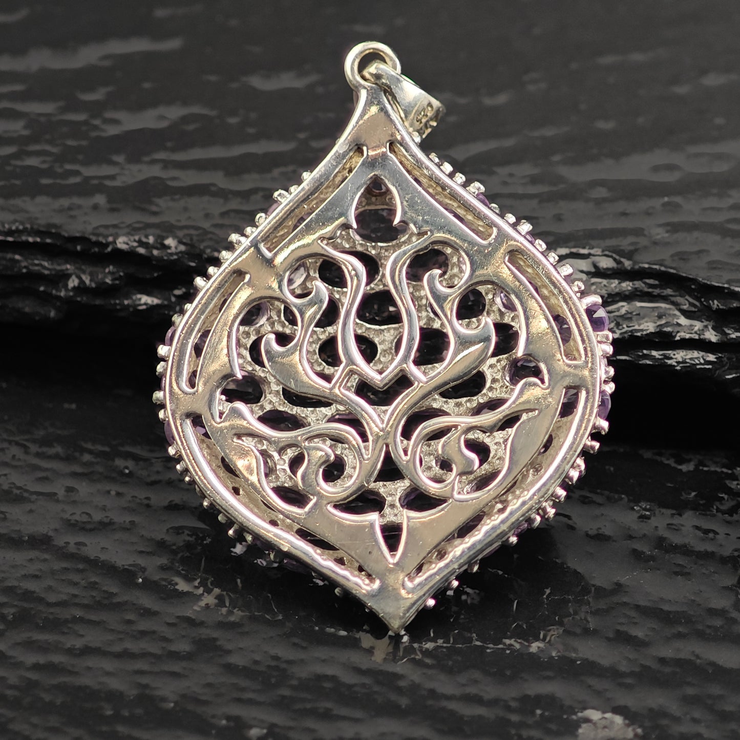 Amethyst Cluster Pendant and Earring Set Sterling Silver MISC0372