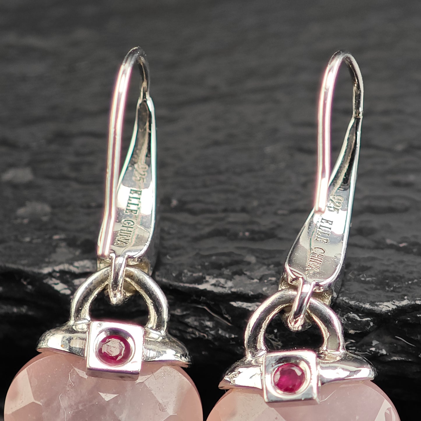 Elle Pink Quartz, Ruby Set Sterling Silver Necklace and Earrings MISC0376