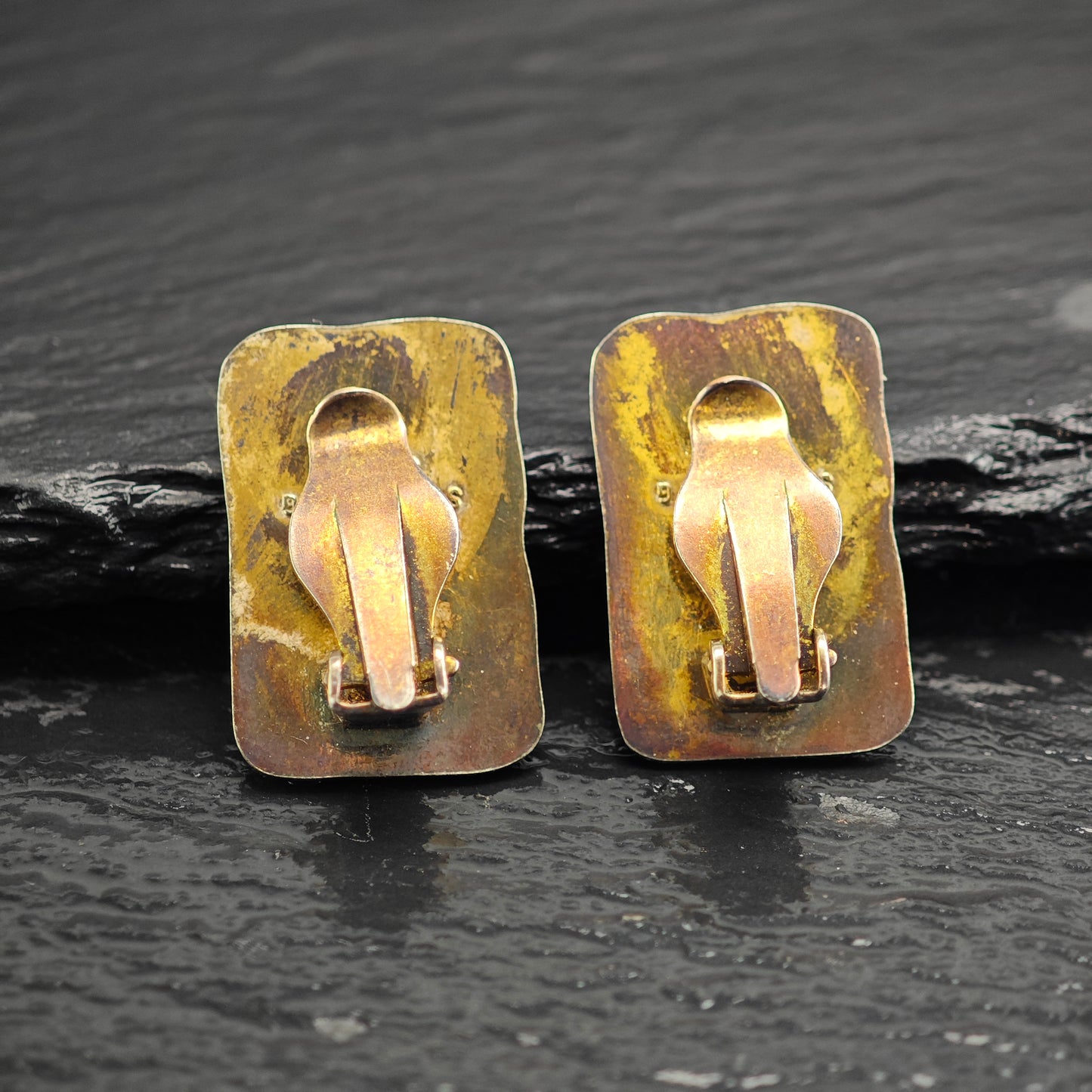 Set of Enamel Abstract, Modernist David Anderson Norway Brooch and Clip-On Earrings Sterling Silver MISC0378
