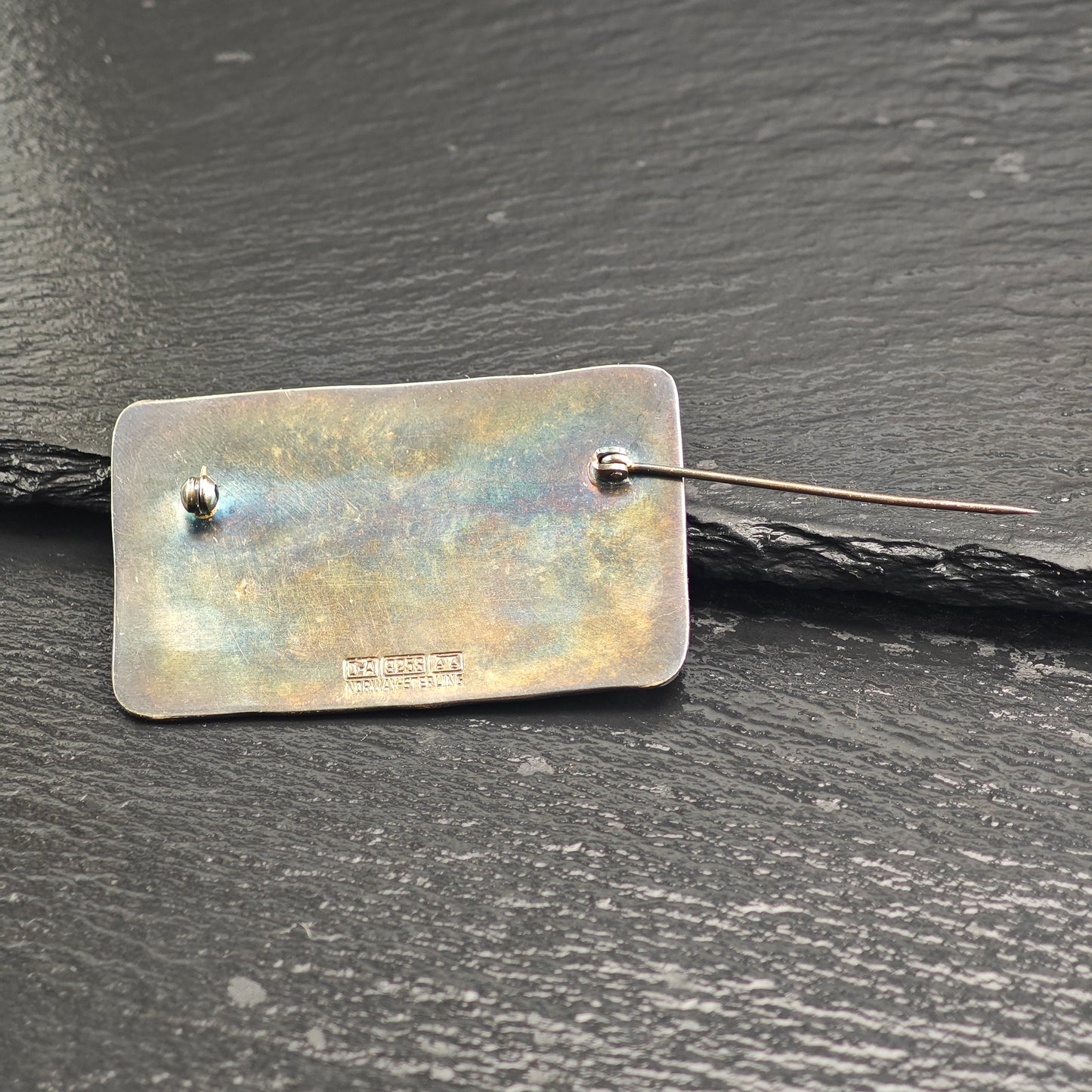 Set of Enamel Abstract, Modernist David Anderson Norway Brooch and Clip-On Earrings Sterling Silver MISC0378