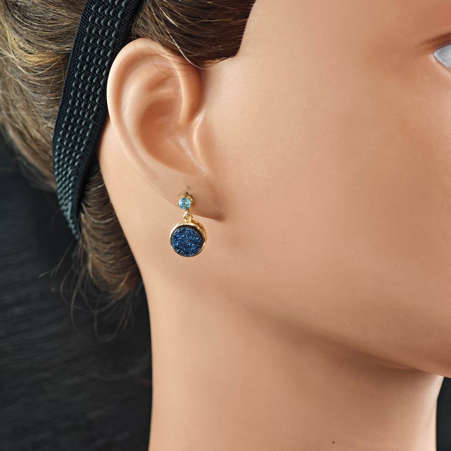 Druzy, Topaz Gold Plated Pendant and Earring Sterling Silver Set MISC0371