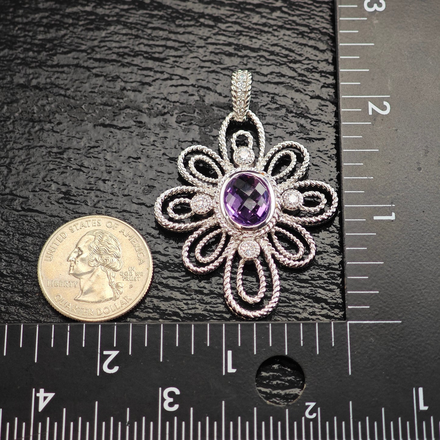 Judith Ripka Amethyst DQCZ Pendant Sterling Silver P3006
