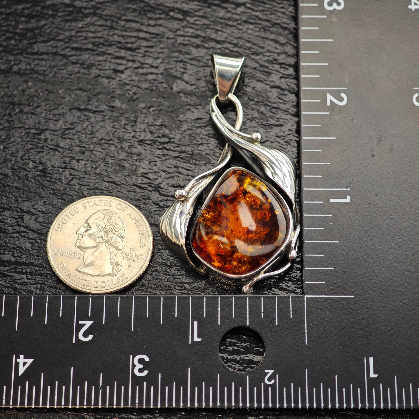 Choice of Amber Sterling Silver Pendant P3011