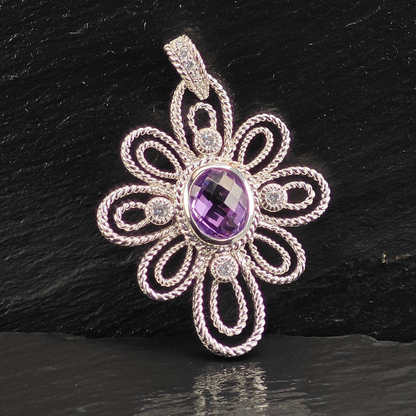 Judith Ripka Amethyst DQCZ Pendant Sterling Silver P3006