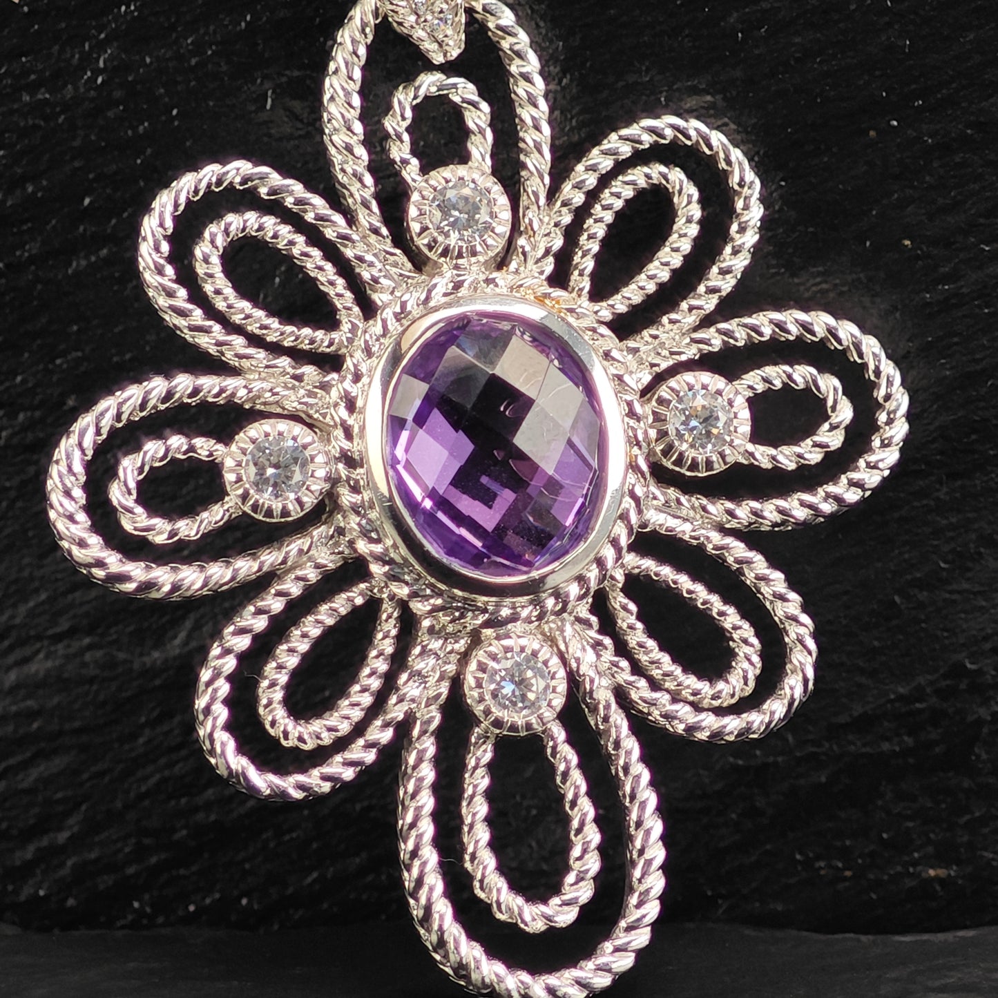 Judith Ripka Amethyst DQCZ Pendant Sterling Silver P3006