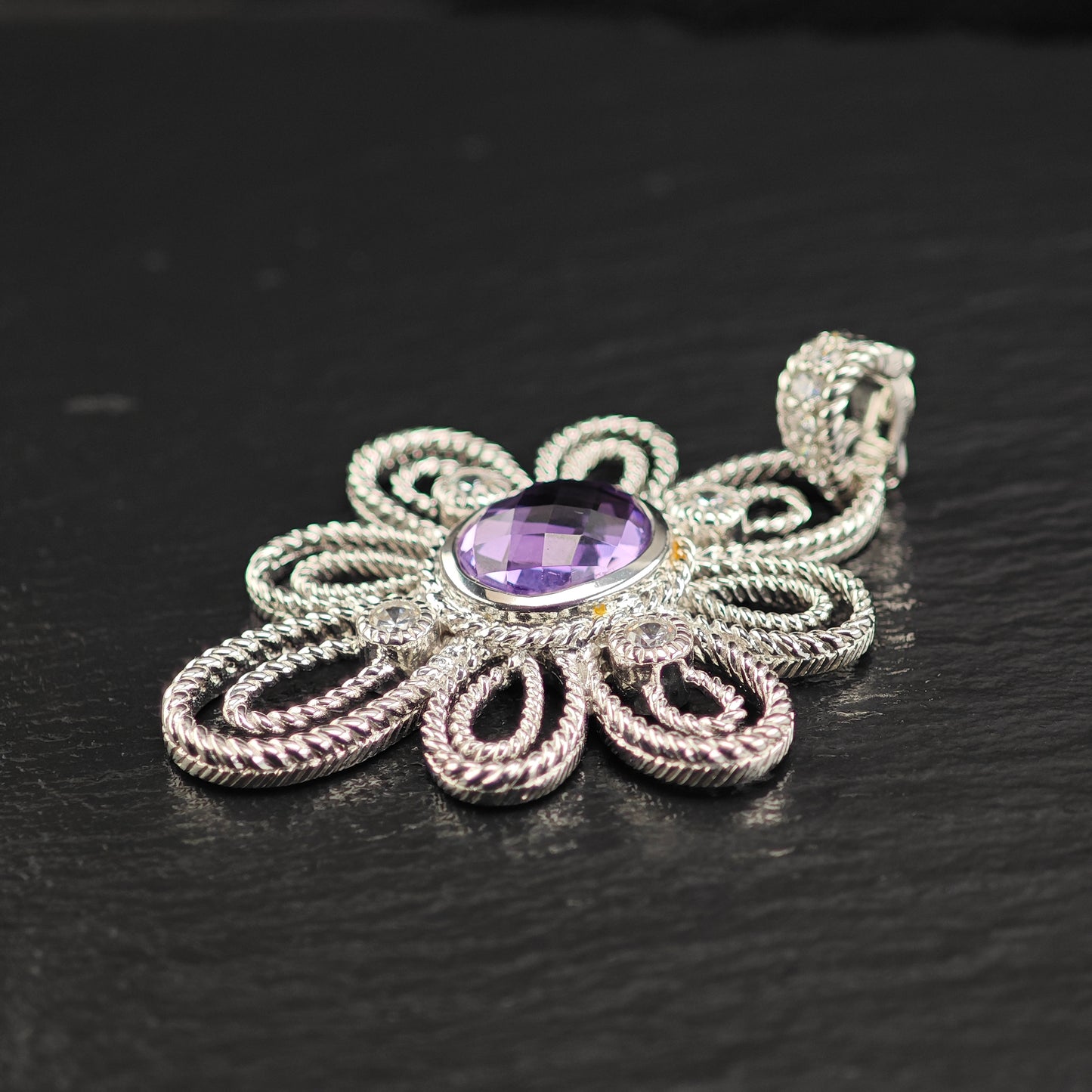 Judith Ripka Amethyst DQCZ Pendant Sterling Silver P3006