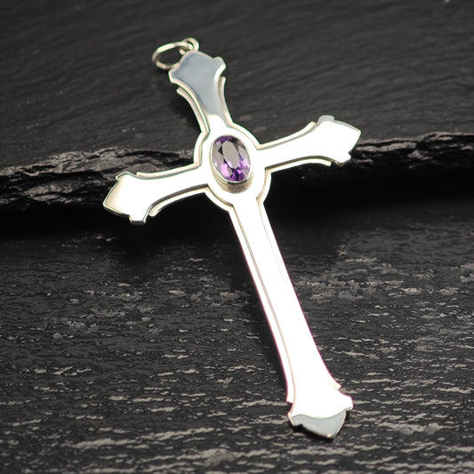 Kalo Amethyst Cross Pendant Sterling Silver P3007