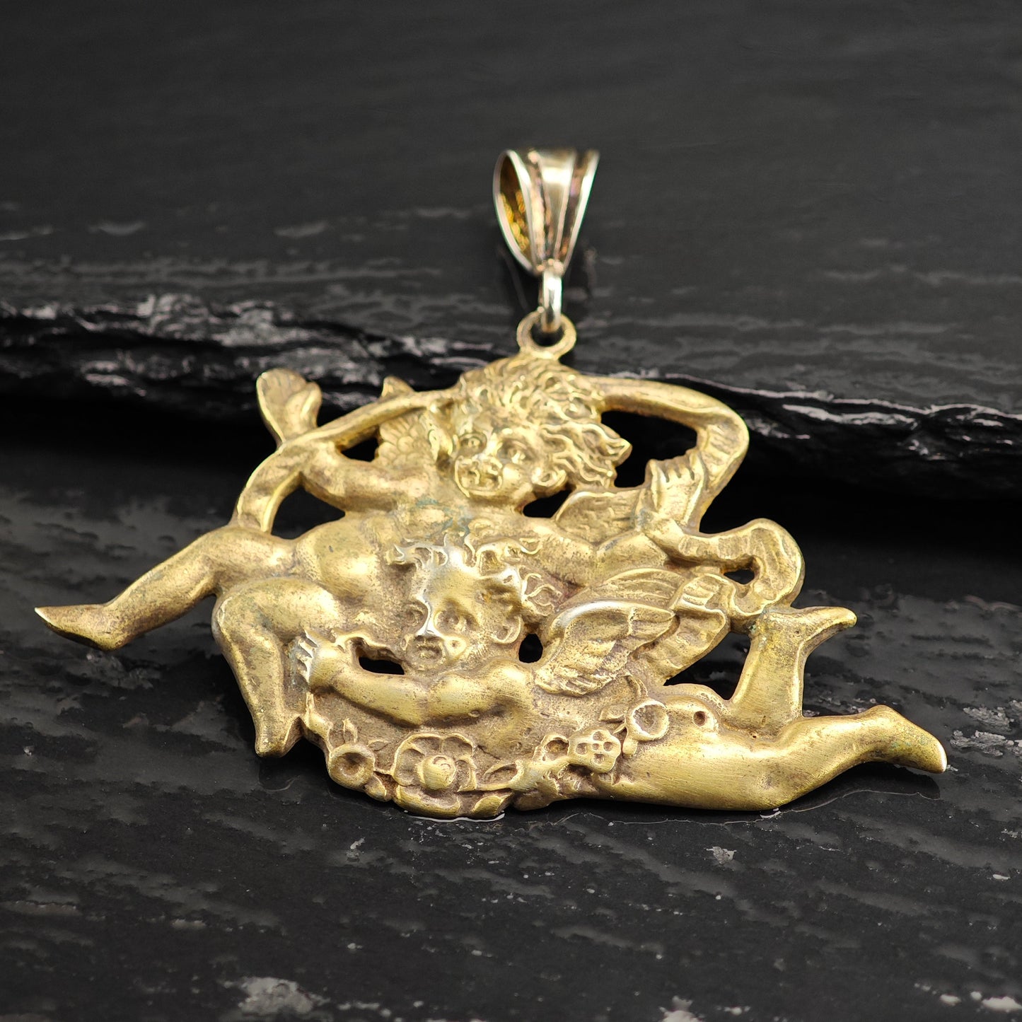 Gorham Cherub Gold Plated Pendant Sterling Silver P3008