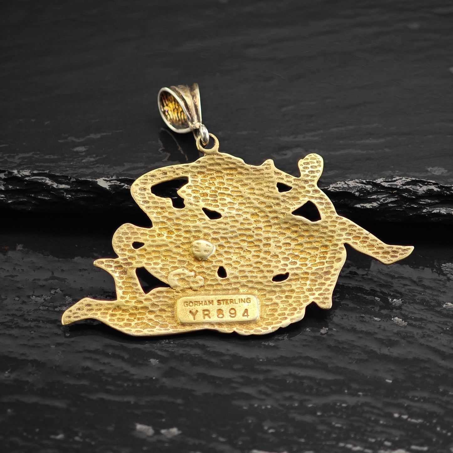 Gorham Cherub Gold Plated Pendant Sterling Silver P3008