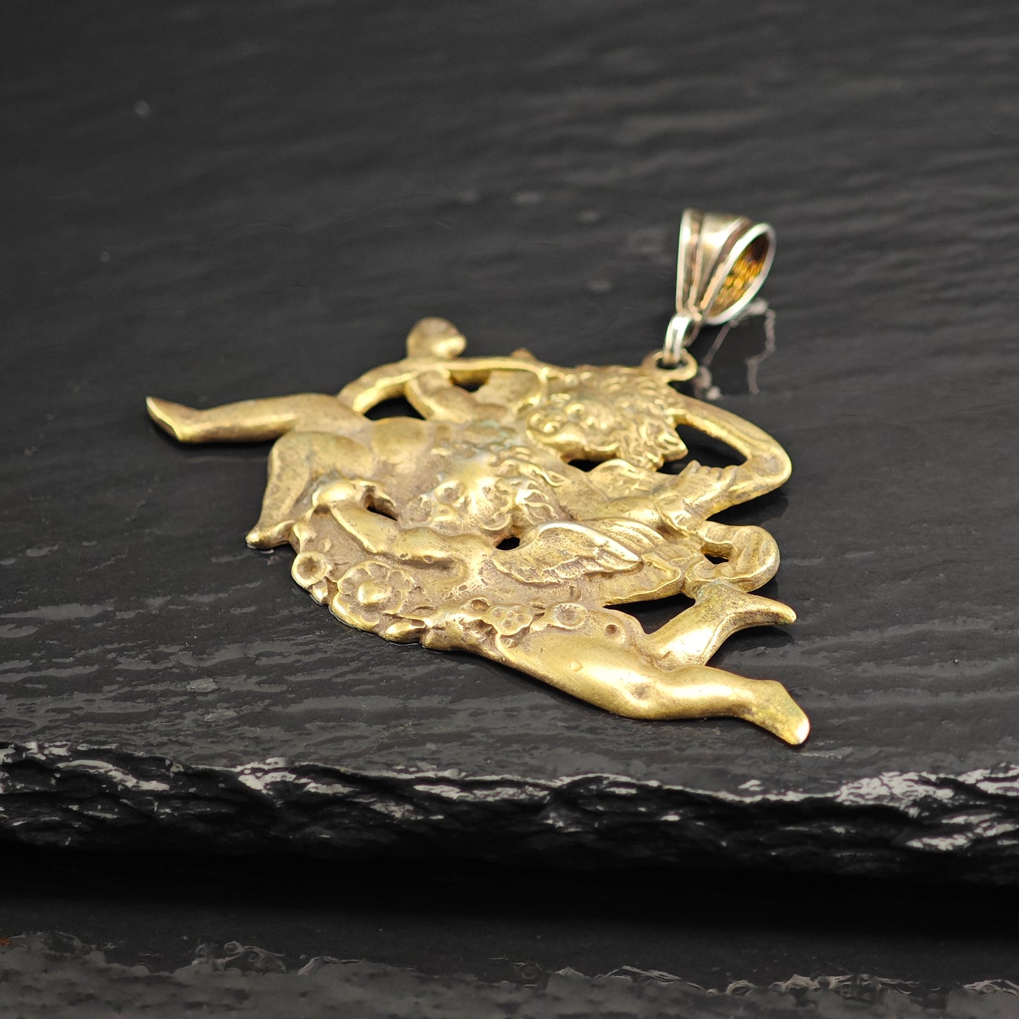 Gorham Cherub Gold Plated Pendant Sterling Silver P3008