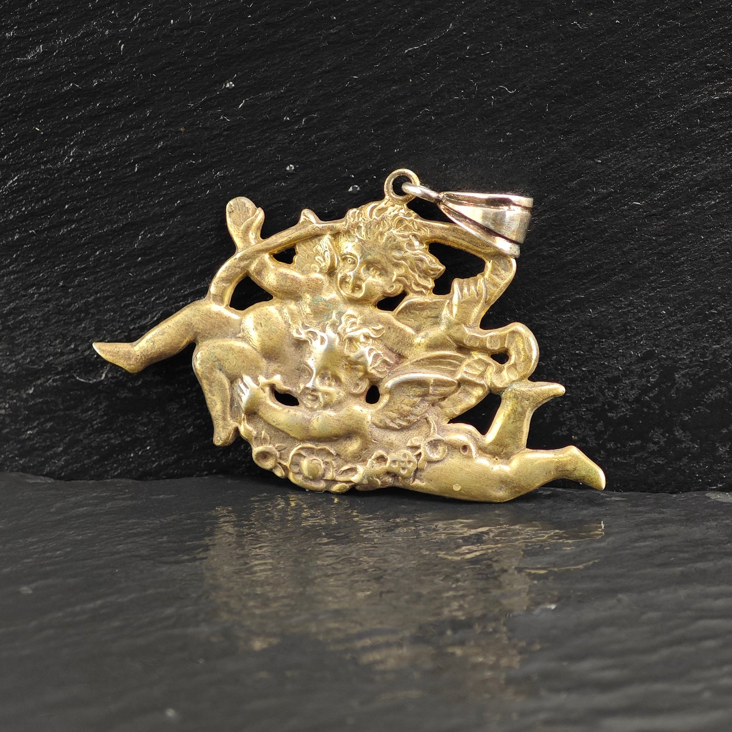 Gorham Cherub Gold Plated Pendant Sterling Silver P3008