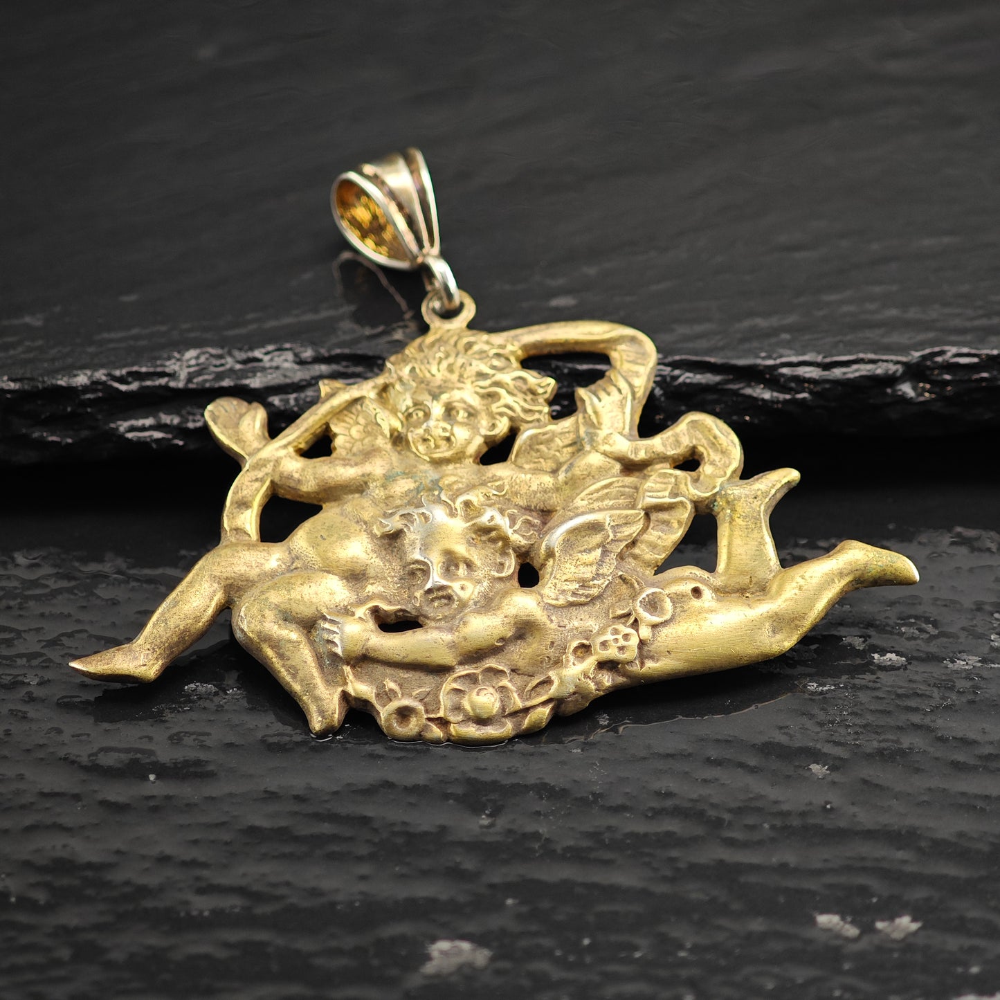 Gorham Cherub Gold Plated Pendant Sterling Silver P3008