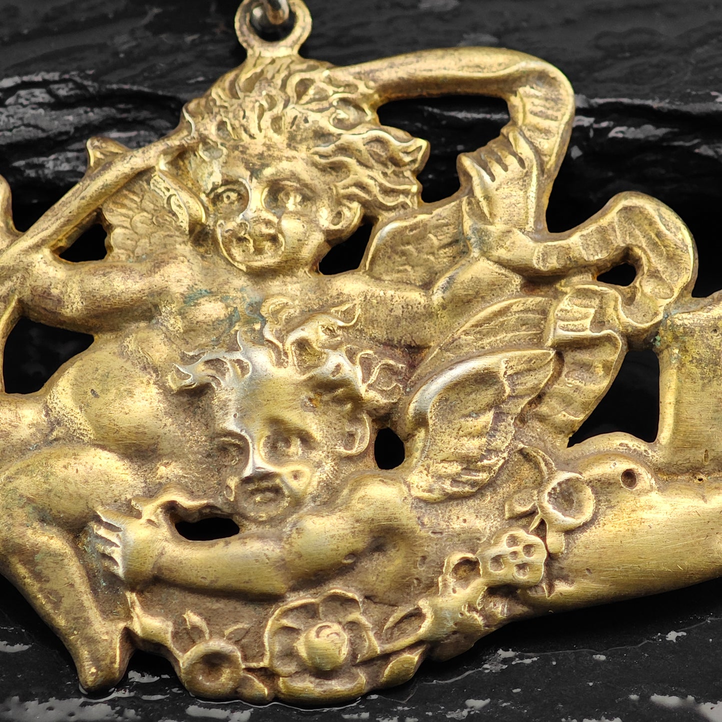 Gorham Cherub Gold Plated Pendant Sterling Silver P3008