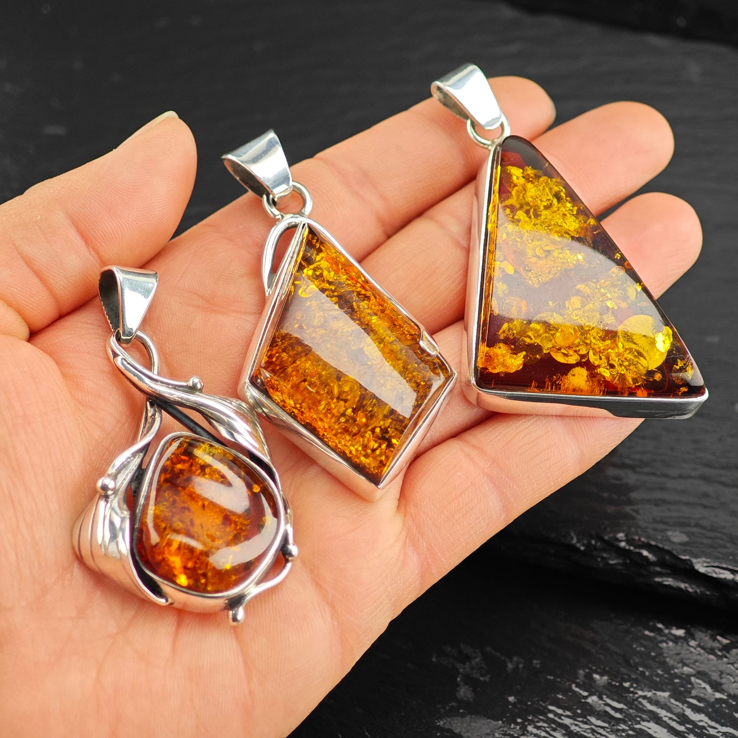 Choice of Amber Sterling Silver Pendant P3011