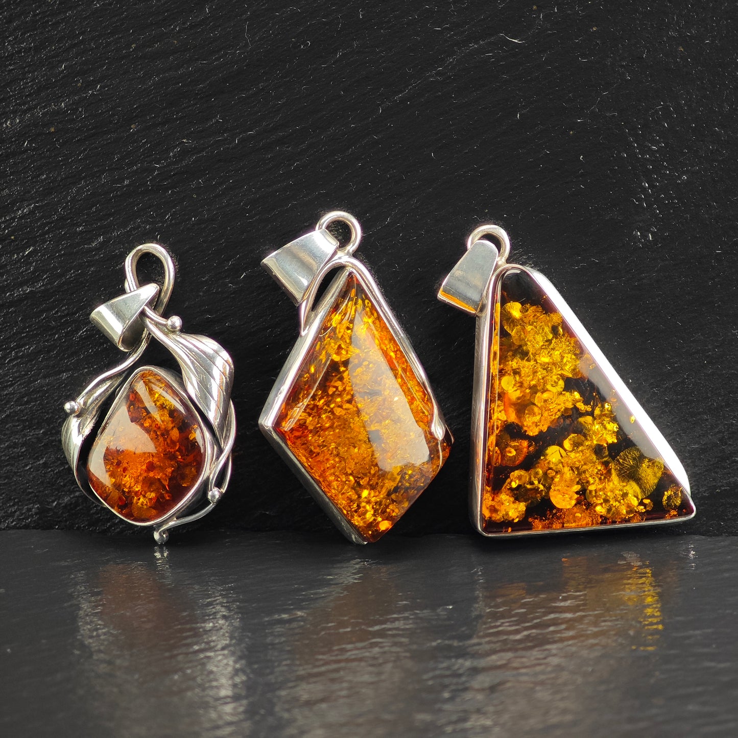 Choice of Amber Sterling Silver Pendant P3011