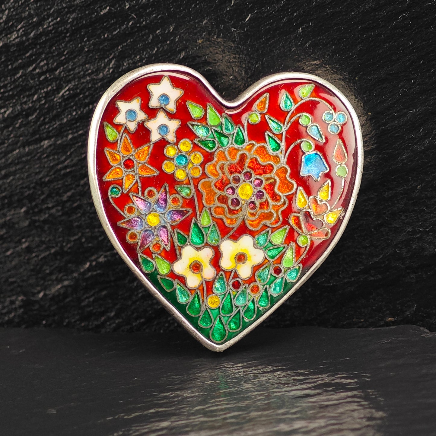 Gay Giannini Cloisonne Enamel Heart Pendant Sterling Silver P3012