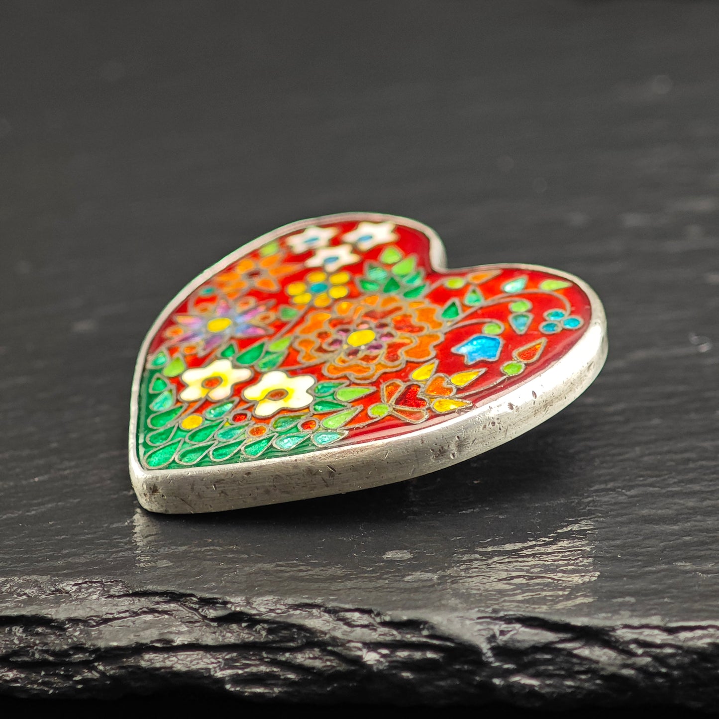 Gay Giannini Cloisonne Enamel Heart Pendant Sterling Silver P3012