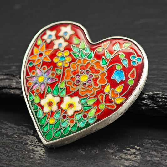 Gay Giannini Cloisonne Enamel Heart Pendant Sterling Silver P3012