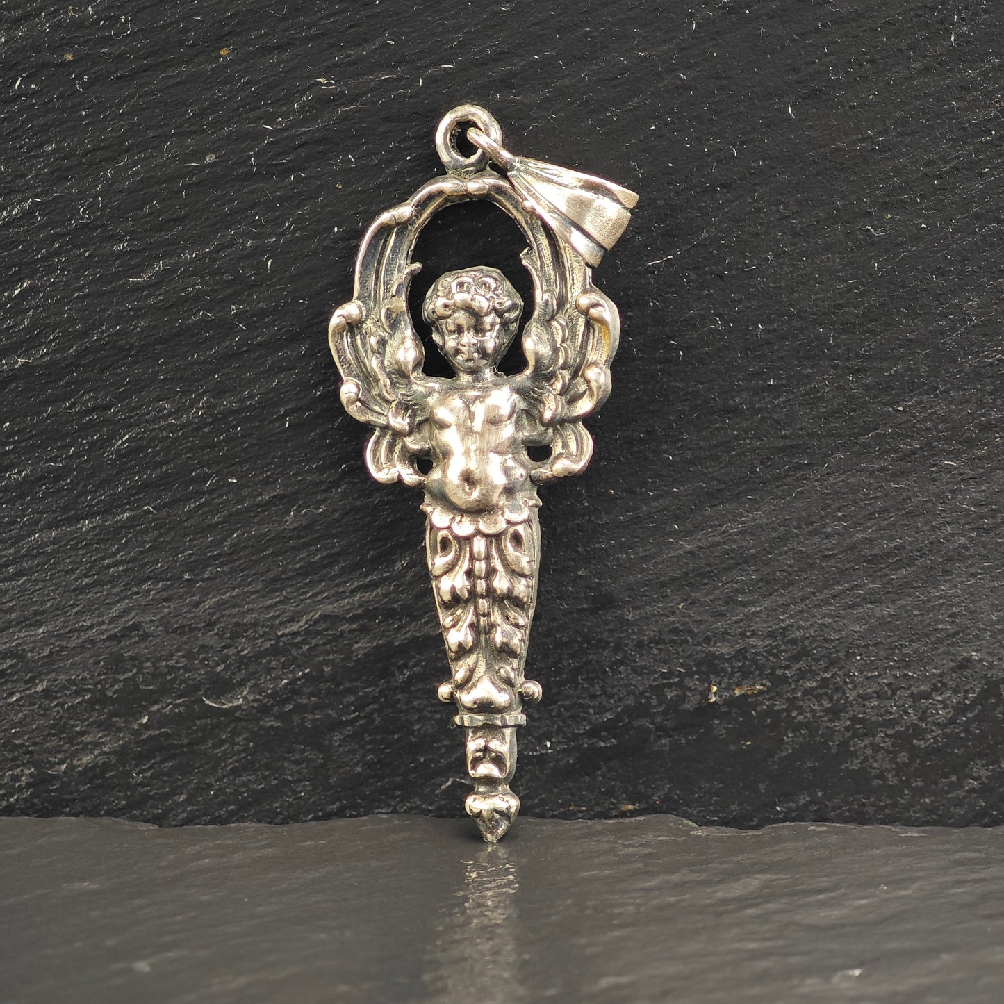 Art Nouveau Cherub Sterling Silver Pendant P3013