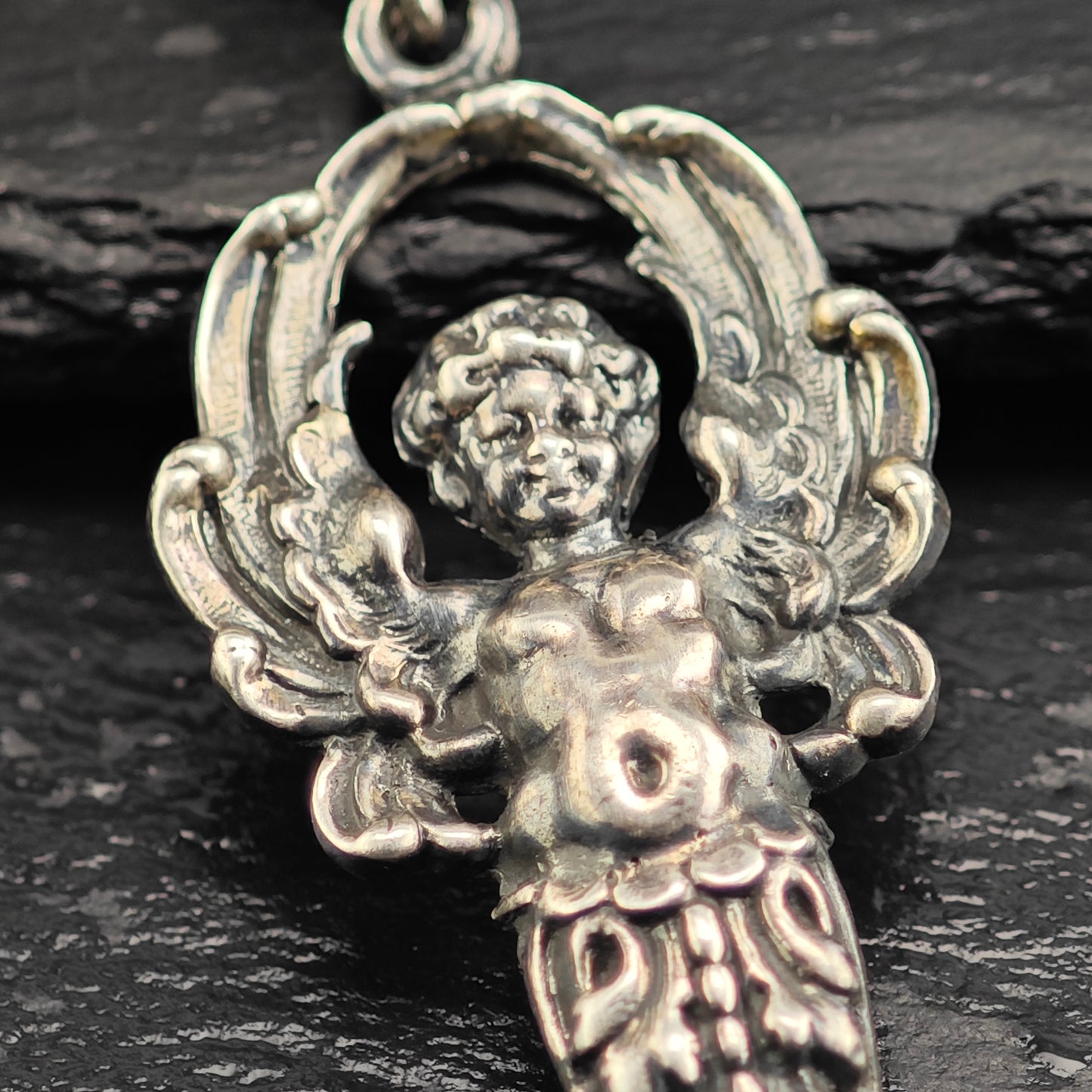 Art Nouveau Cherub Sterling Silver Pendant P3013