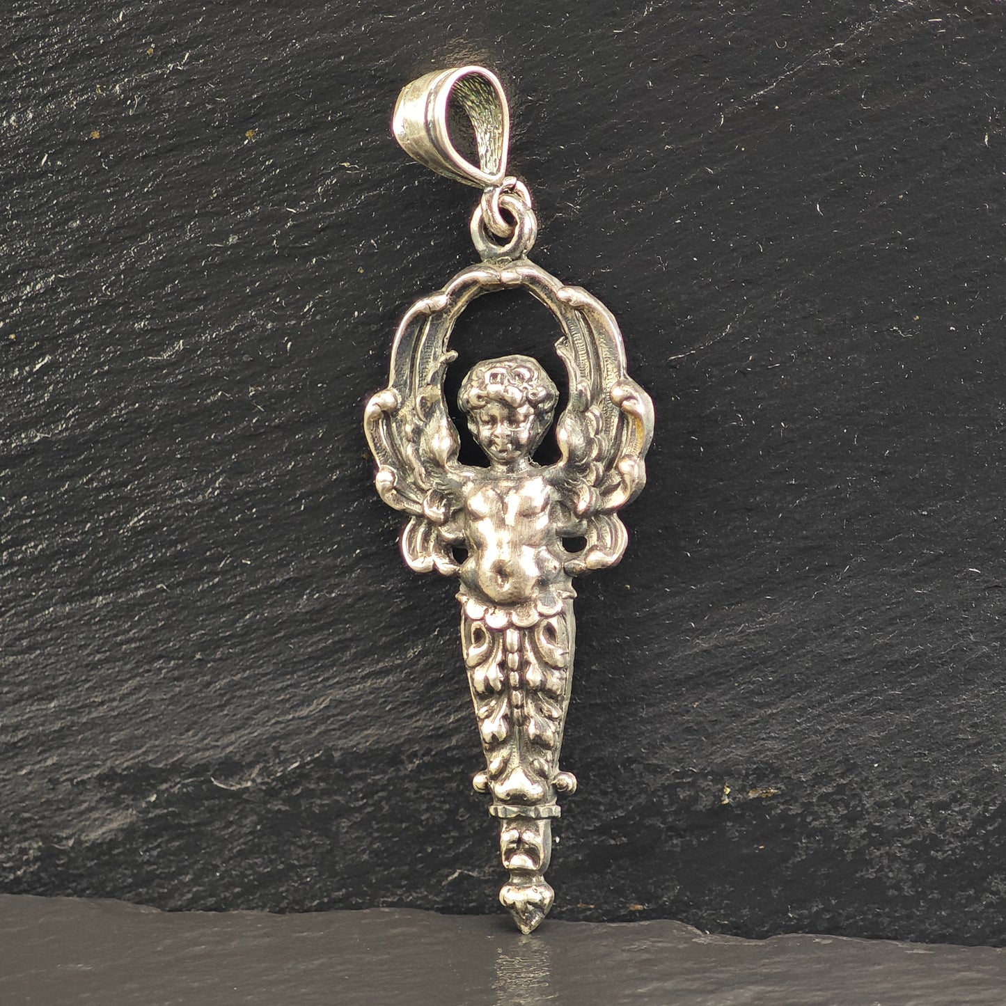 Art Nouveau Cherub Sterling Silver Pendant P3013