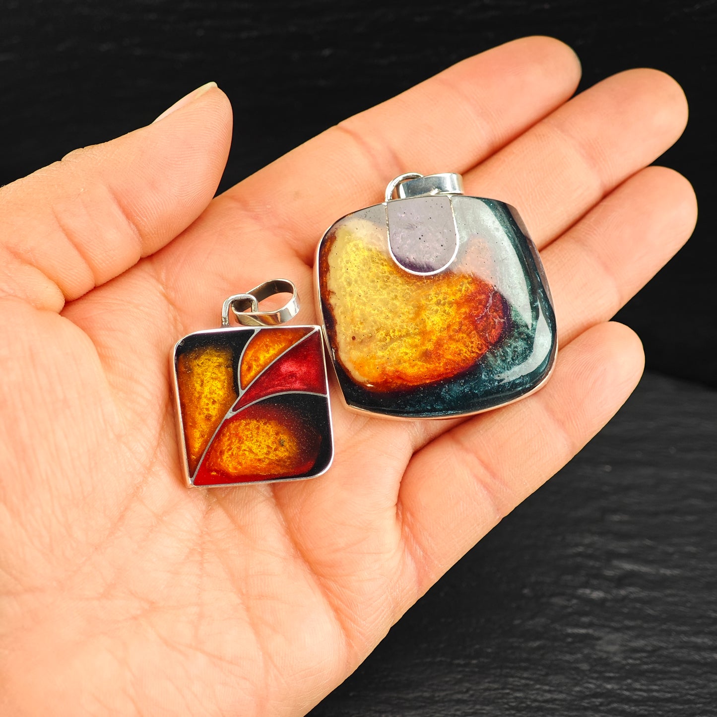 Choice of Resin Inlay Sterling Silver Pendants P3014