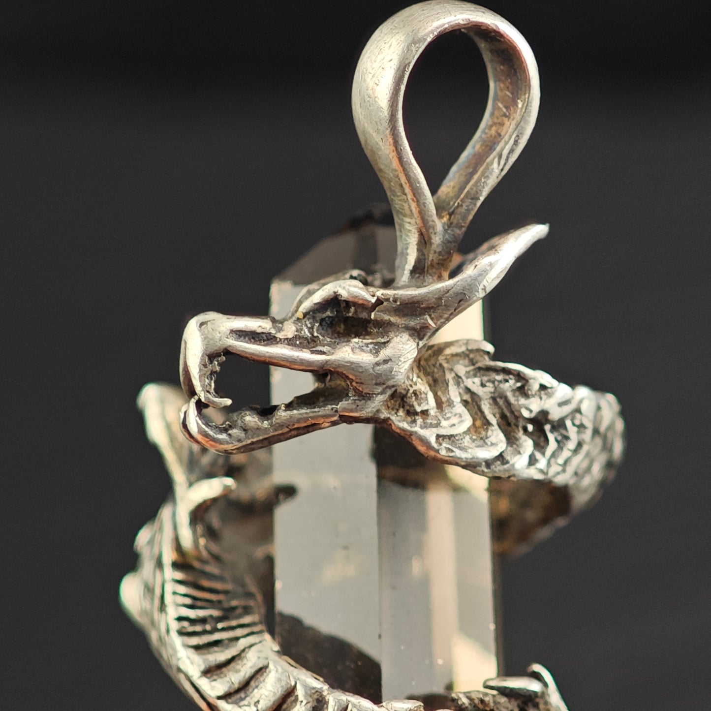 Dragon Wrapped Smoky Quartz Pendant Sterling Silver P3015