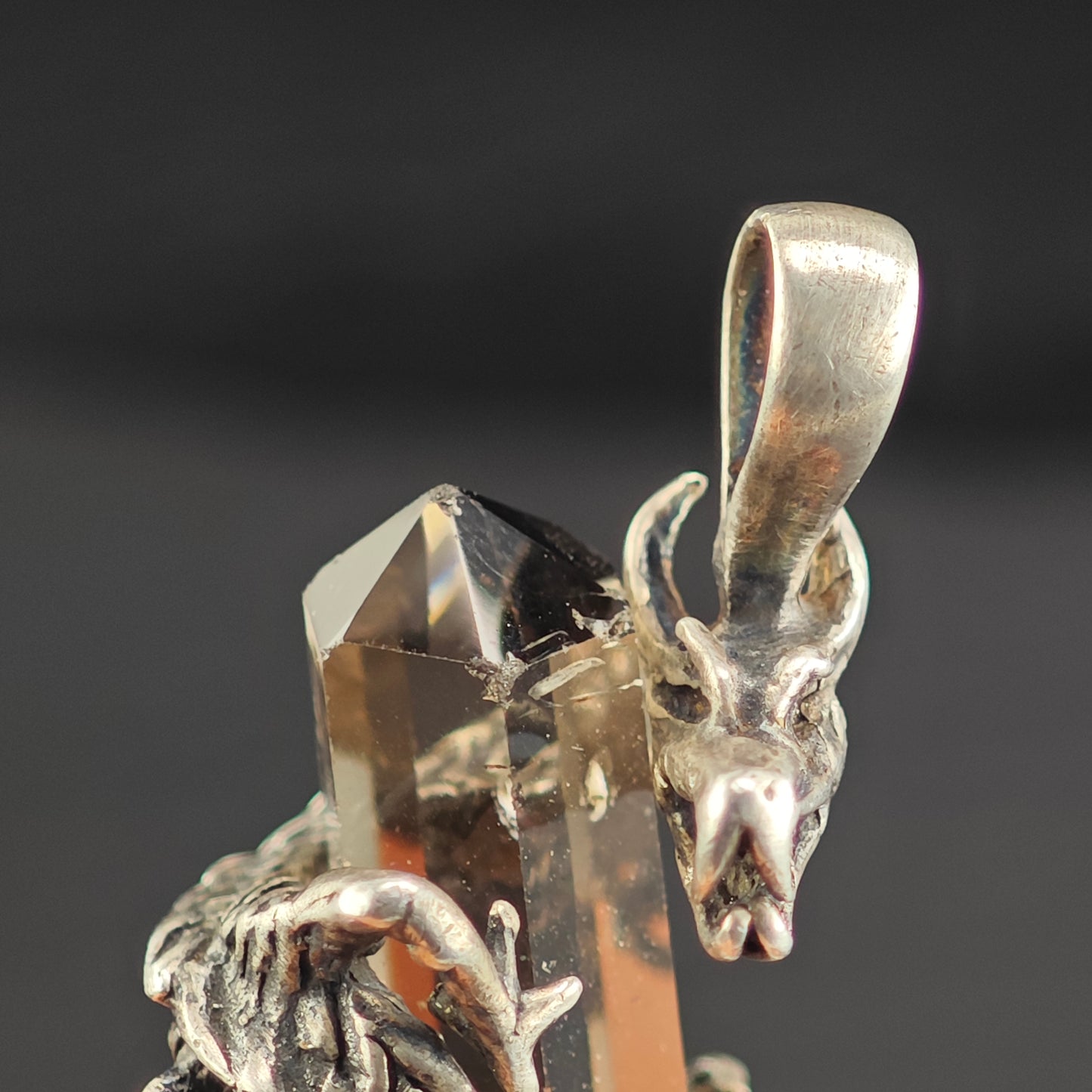 Dragon Wrapped Smoky Quartz Pendant Sterling Silver P3015