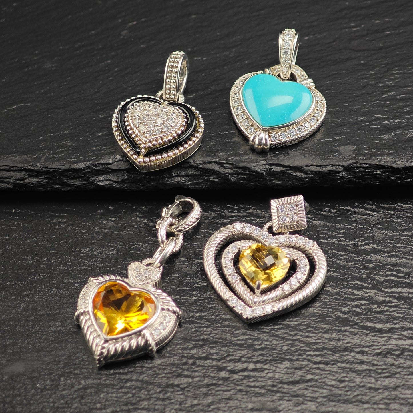 Choice of Judith Ripka Heart, Multi-stone Pendants, Sterling Silver P3021