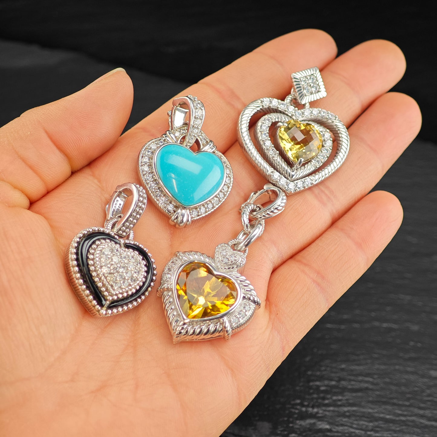Choice of Judith Ripka Heart, Multi-stone Pendants, Sterling Silver P3021