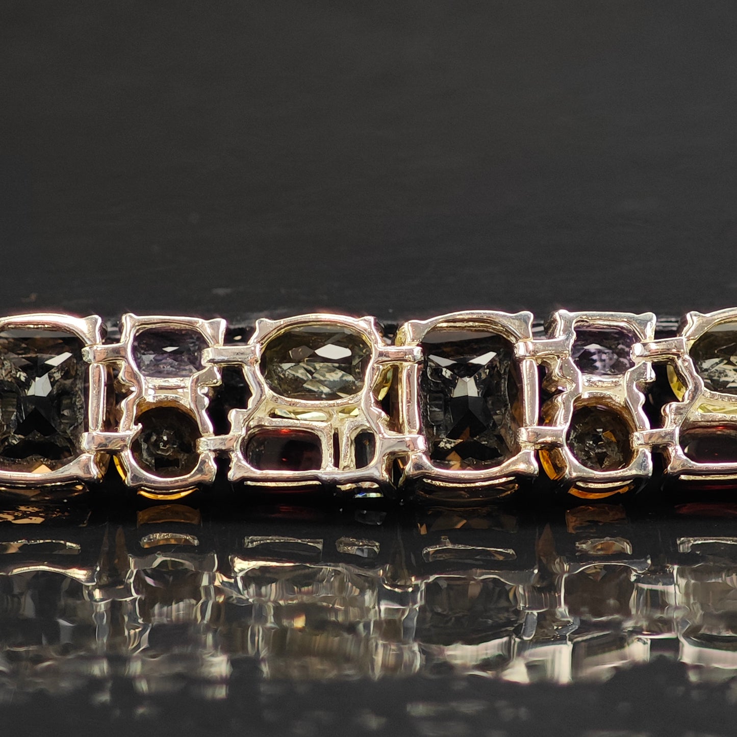 Multi-Stone Link Sterling Silver Bracelet 6 3/4" BR3095
