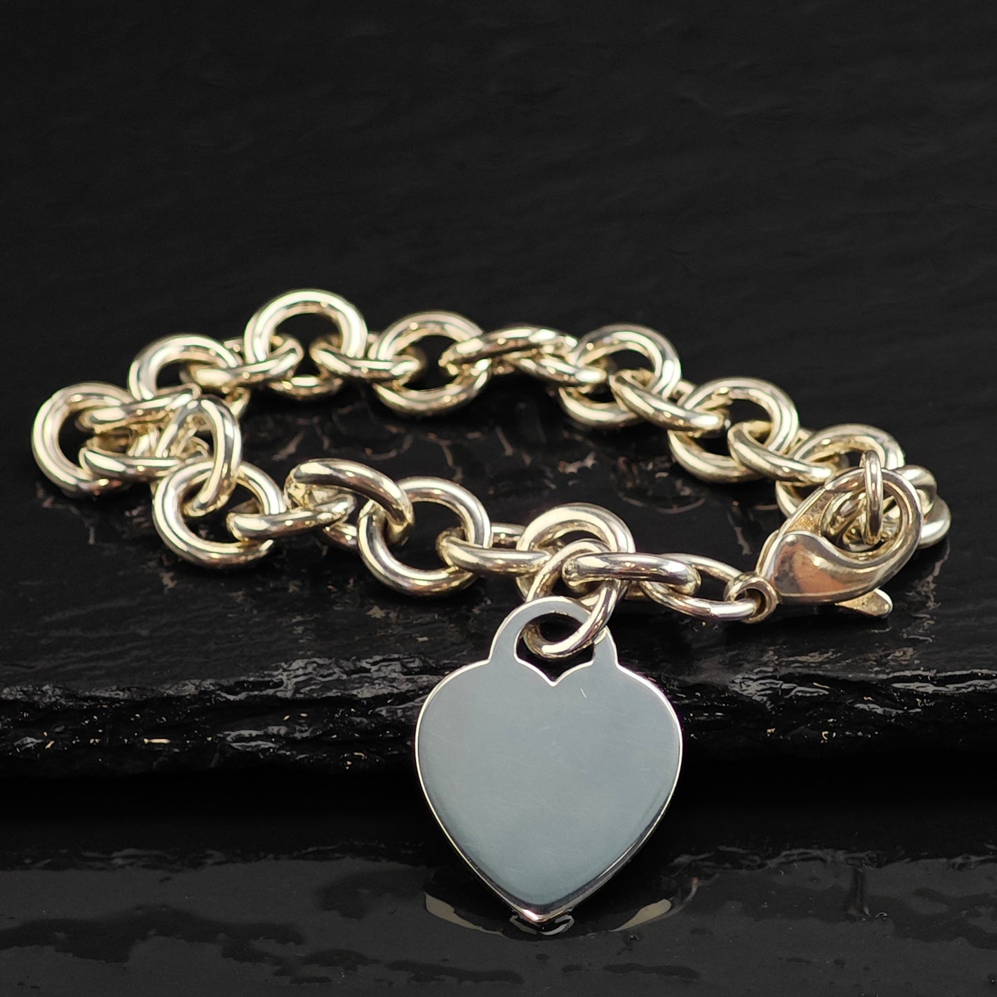Vintage Tiffany & Co. Heart Tag Sterling Silver Bracelet 6 1/2" BR3096