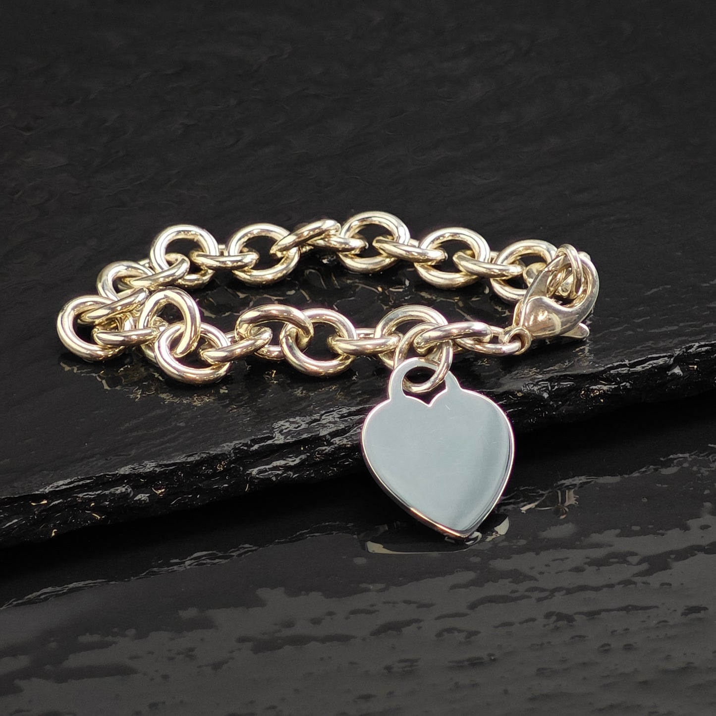 Vintage Tiffany & Co. Heart Tag Sterling Silver Bracelet 6 1/2" BR3096