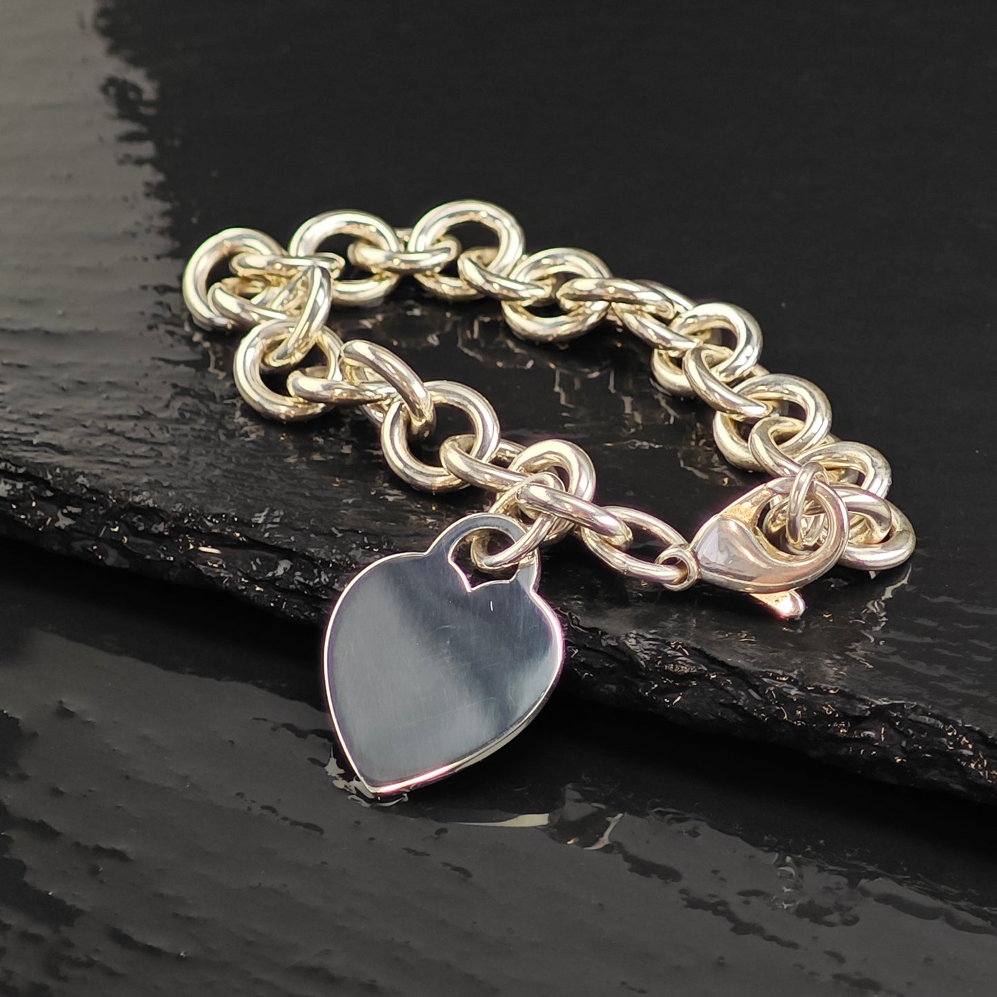 Vintage Tiffany & Co. Heart Tag Sterling Silver Bracelet 6 1/2" BR3096