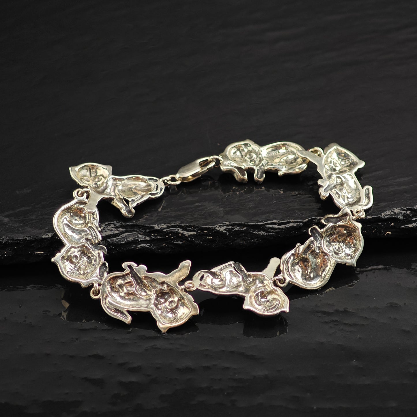 Vintage Kabana Cat Link Sterling Silver Bracelet 7" BR3097