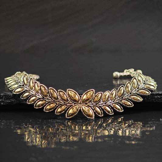 Vintage John Hardy Leaf Link 18k Accent Sterling Silver Bracelet 6 1/4" BR3098
