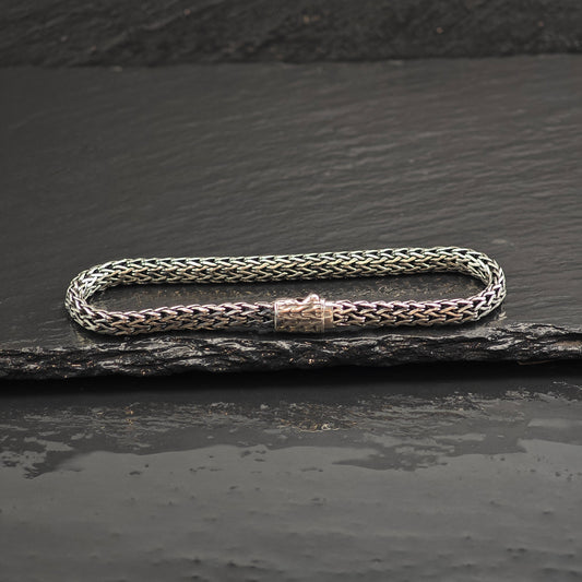 Vintage 6mm John Hardy Wheat Chain Sterling Silver Bracelet 8 1/4" BR3100