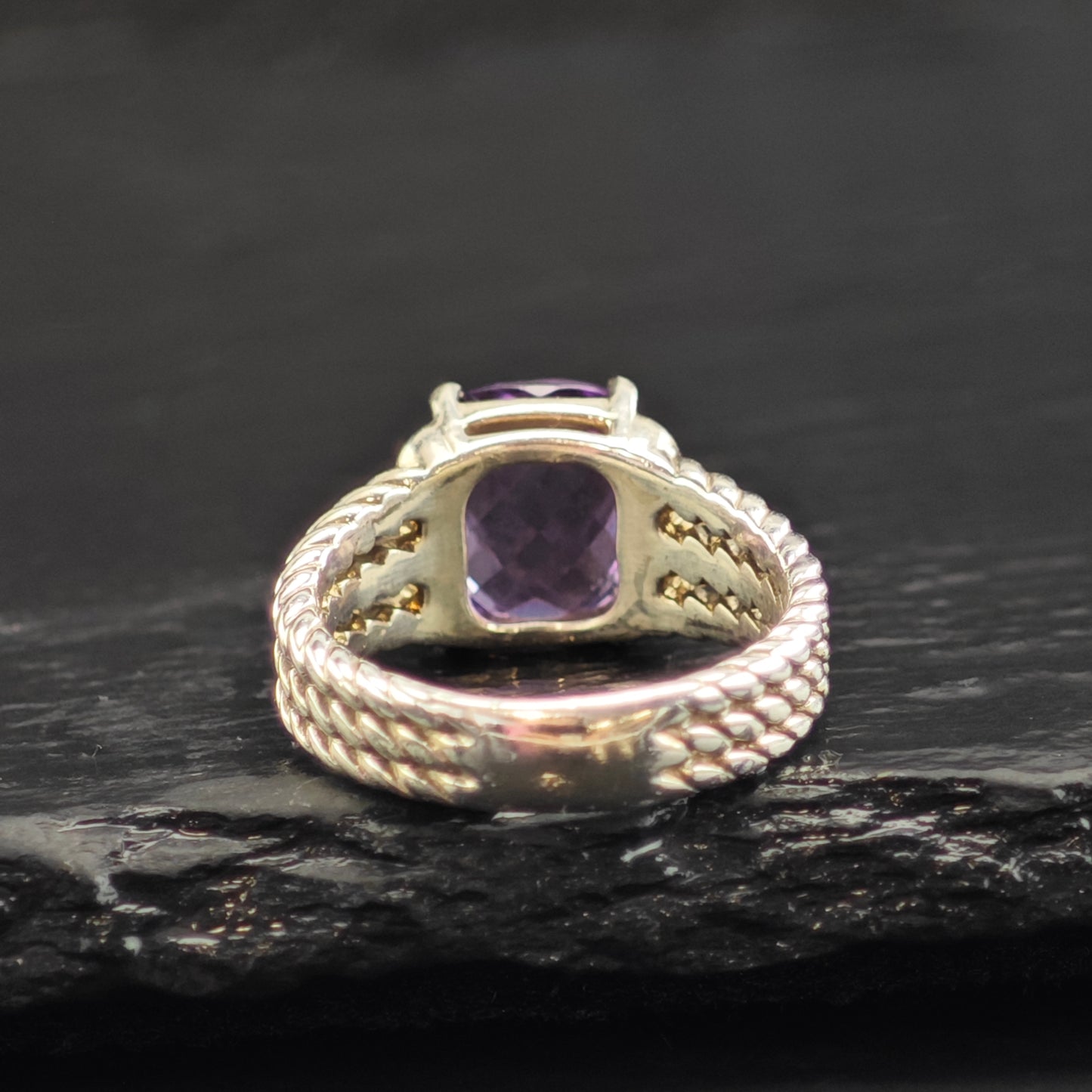 Vintage David Yurman Amethyst & Diamond Sterling Silver Ring Sz 5 3/4 R6603