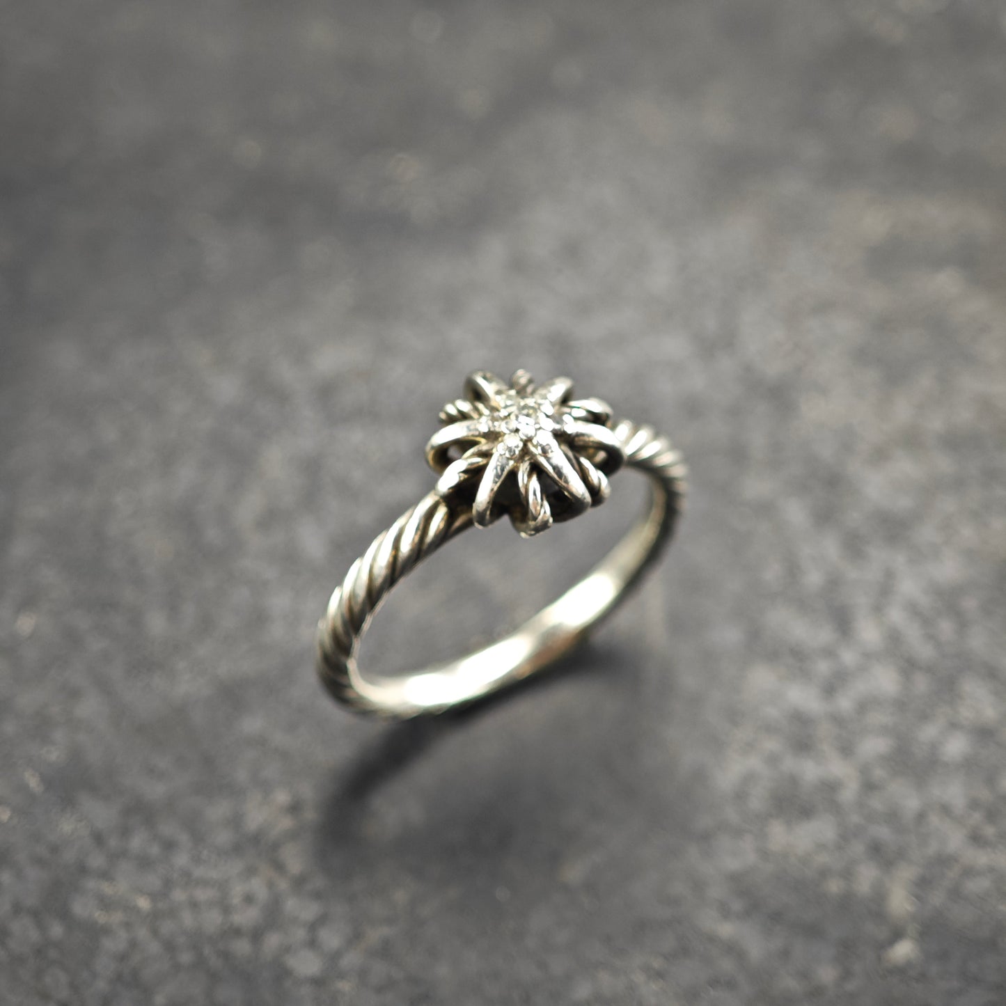 AS IS Vintage David Yurman Diamond Starburst Sterling Silver Ring Sz 8 R6584