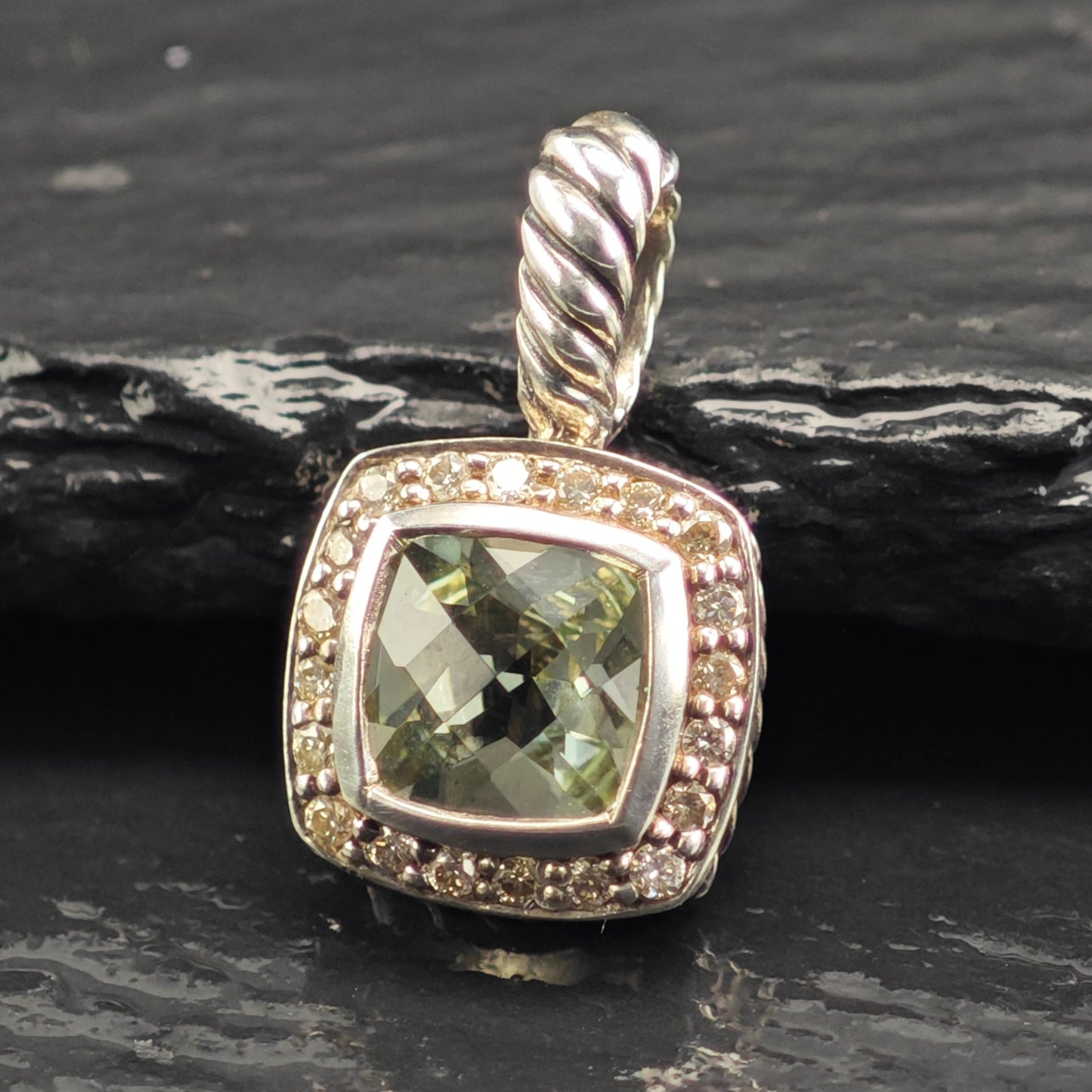 David Yurman Petite Albion Diamond Pendant Sterling Silver P3078