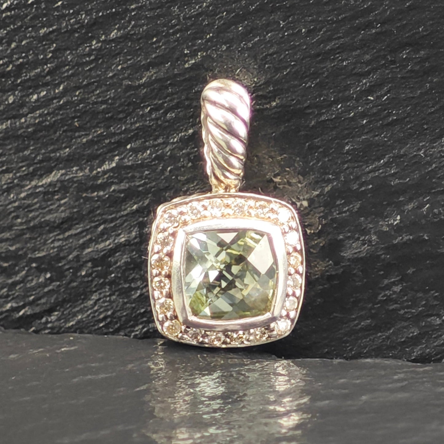 David Yurman Petite Albion Diamond Pendant Sterling Silver P3078