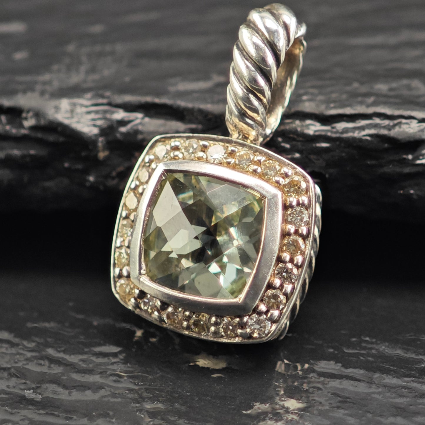 David Yurman Petite Albion Diamond Pendant Sterling Silver P3078