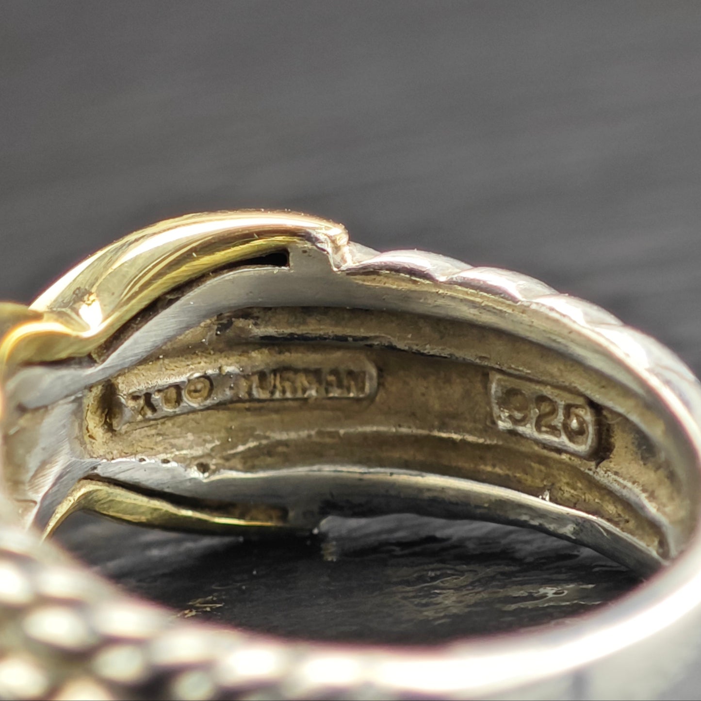 Vintage David Yurman 14K Gold Accent Band Sterling Silver Ring Sz 8 R6688
