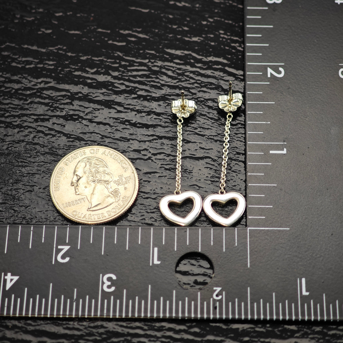 Vintage Tiffany & Co. Dangle Heart Stud Sterling Silver Earrings ER3208Gra