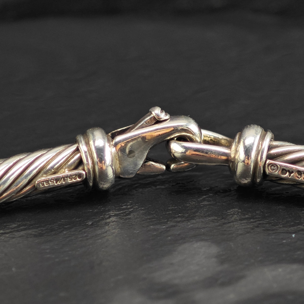 Vintage David Yurman 5mm 1/4 14k Gold Accent, Sterling Silver Metro Collar Necklace N2792