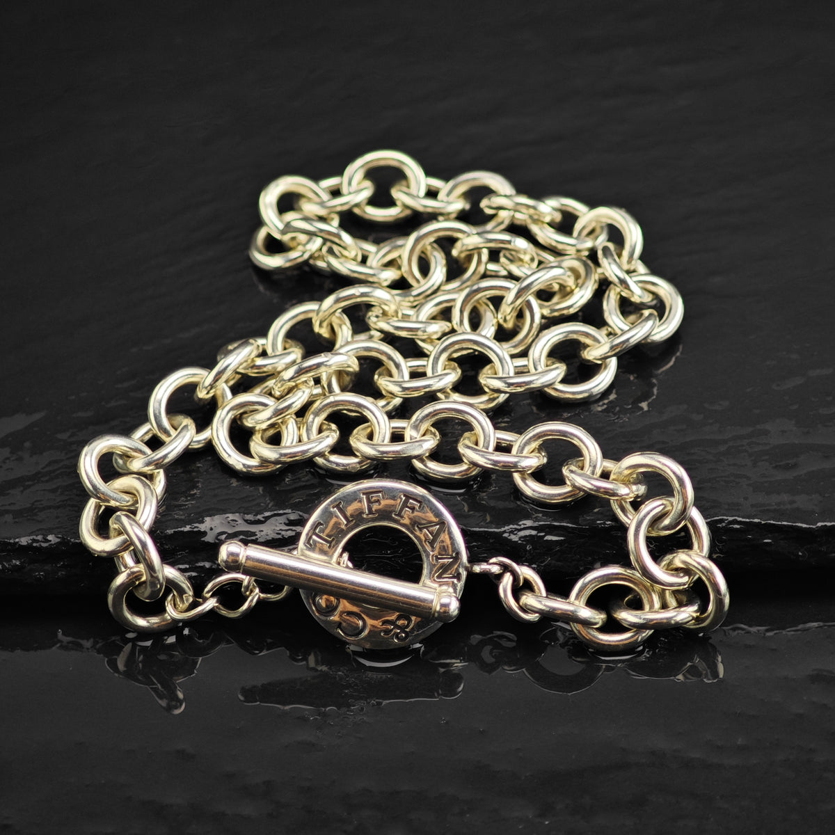 Vintage Tiffany & Co. 10mm Toggle Clasp Curb Chain Sterling Silver Necklace N2794