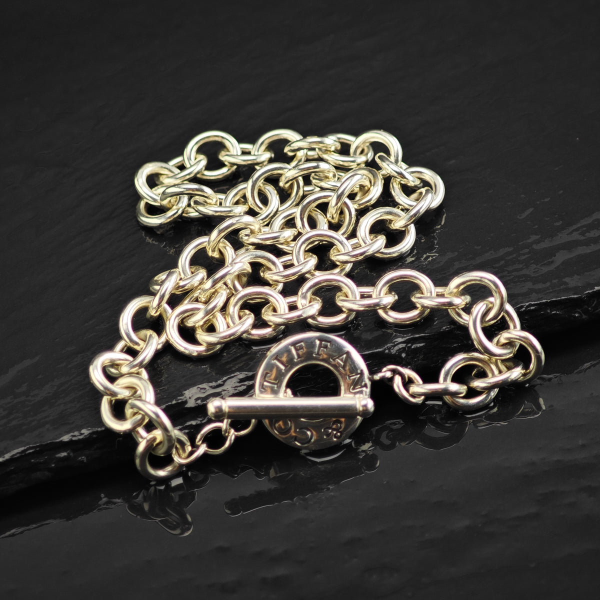 Vintage Tiffany & Co. 10mm Toggle Clasp Curb Chain Sterling Silver Necklace N2794