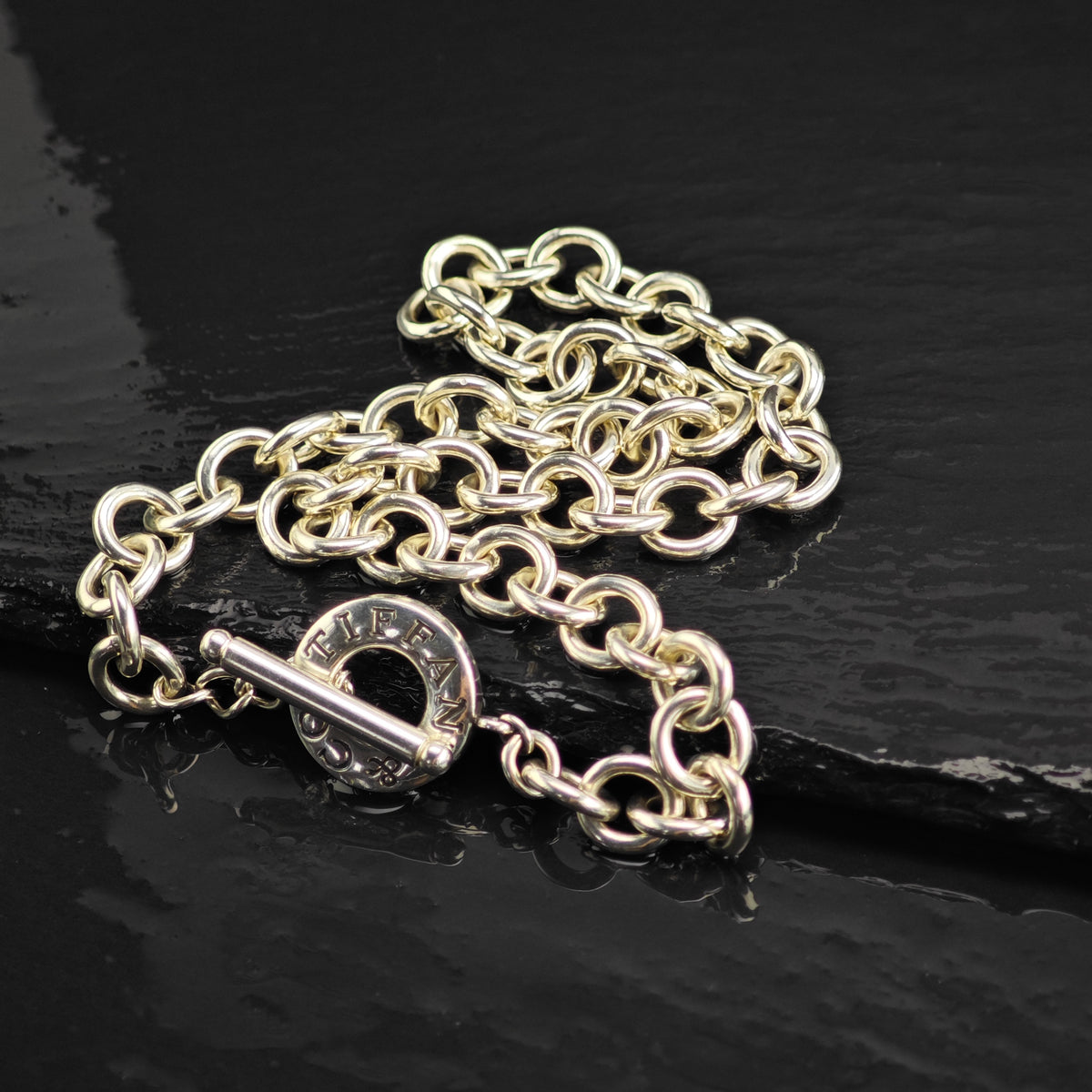 Vintage Tiffany & Co. 10mm Toggle Clasp Curb Chain Sterling Silver Necklace N2794