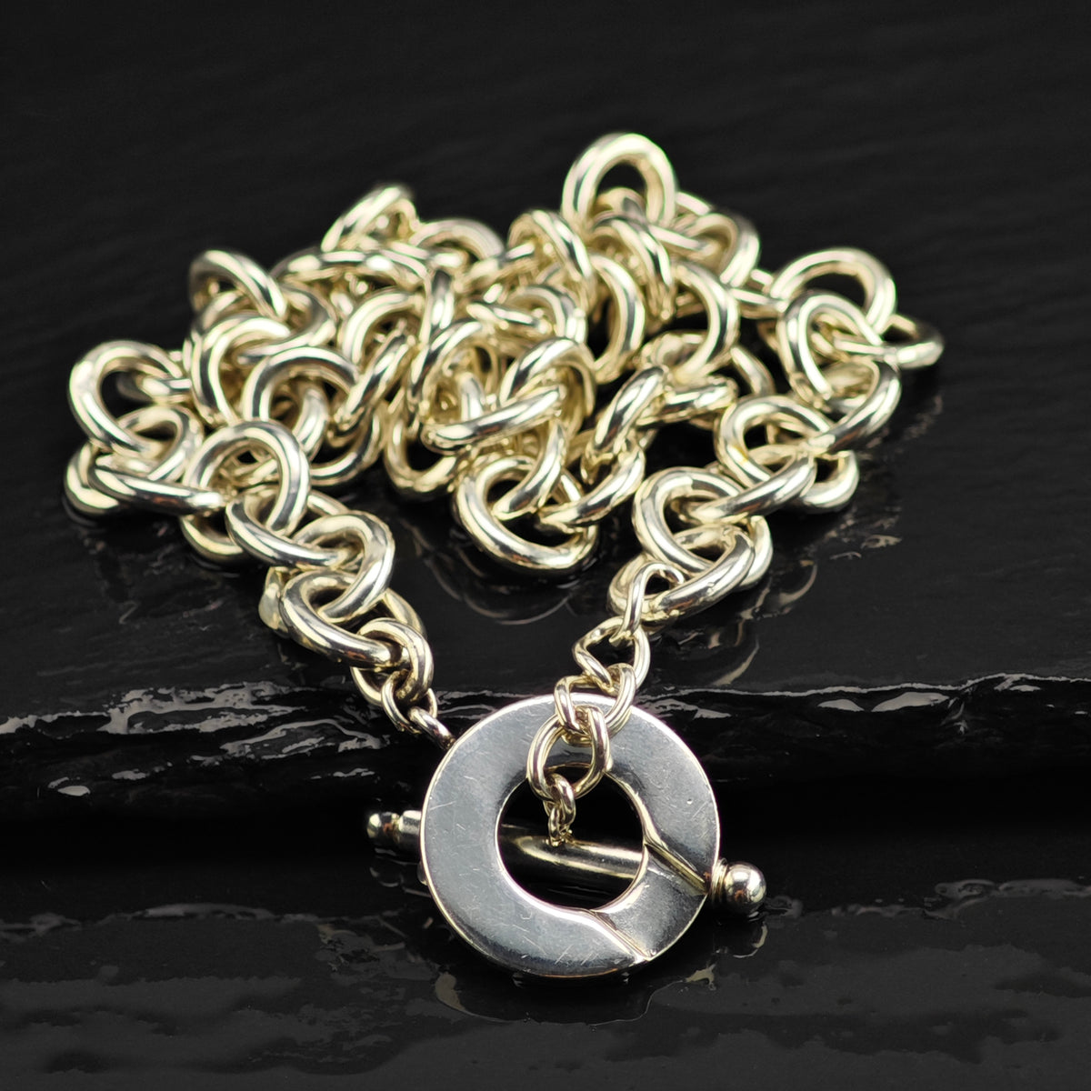 Vintage Tiffany & Co. 10mm Toggle Clasp Curb Chain Sterling Silver Necklace N2794