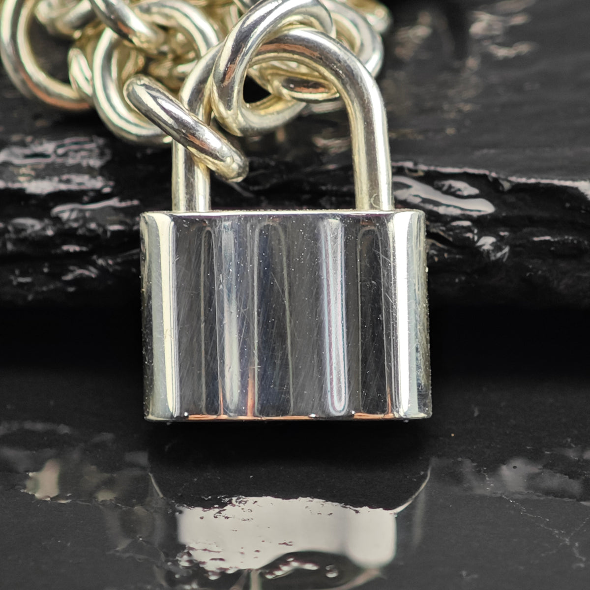 Vintage Tiffany & Co. 1837 Padlock Pendant Curb Chain Sterling Silver Necklace N2795
